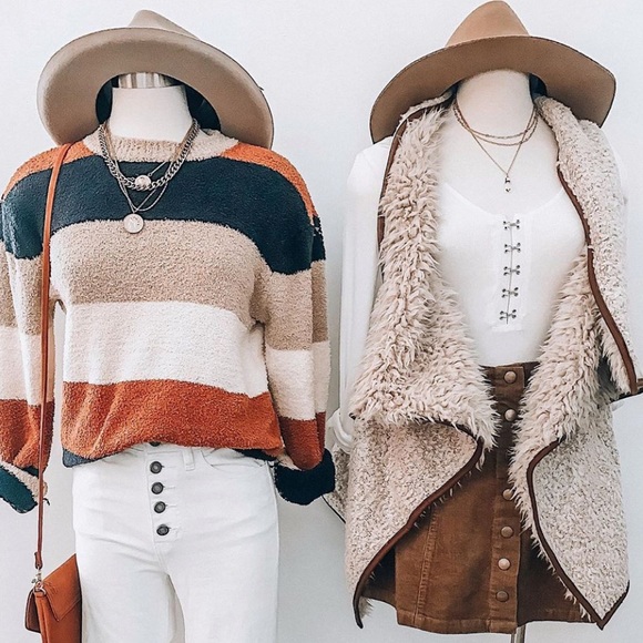 NWT Faux Fur Shearling Soft Cozy Vest Beige - Picture 3 of 8